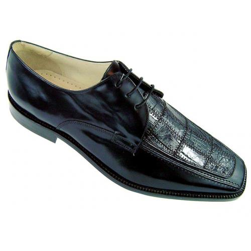 Steve Harvey Collection "Sinclair" Black Crocodile Shoes